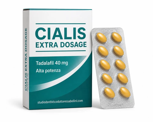 Confezione di Cialis Extra Dosage tadalafil 40 mg compresse