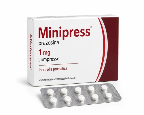 Scatola di Minipress 1 mg prazosina compresse