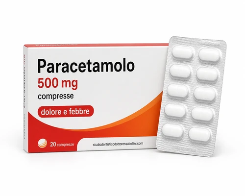 Confezione di Paracetamolo 500 mg compresse