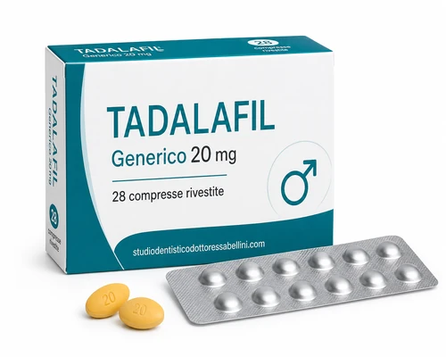 Confezione di Tadalafil generico 20 mg compresse per disfunzione erettile