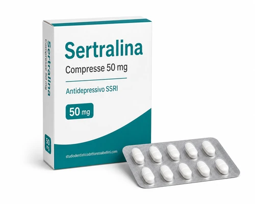 Confezione di Zoloft sertralina 50 mg compresse antidepressivo
